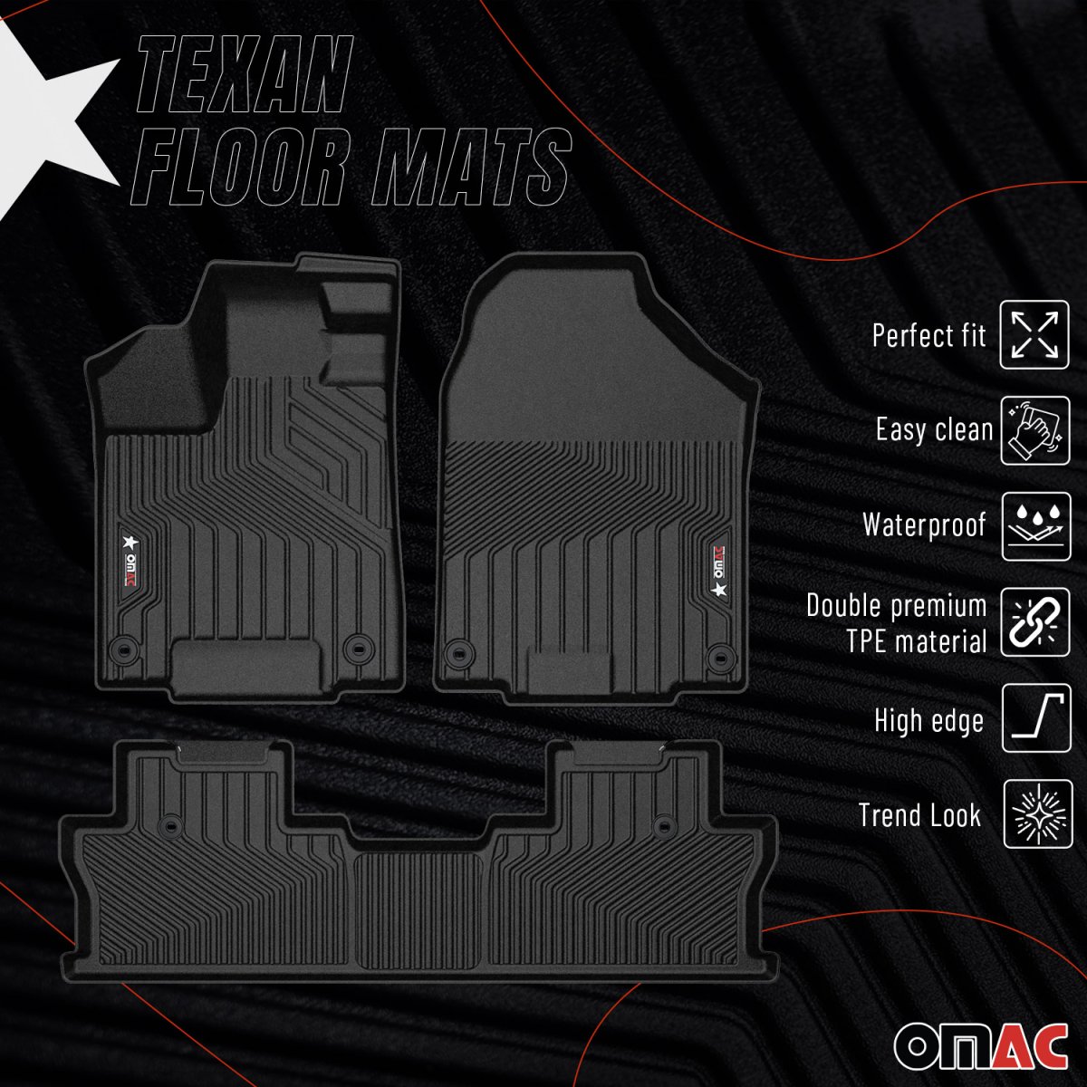 Honda Ridgeline Floor Mats - Front + Rear - Omac - Texan - 2017
